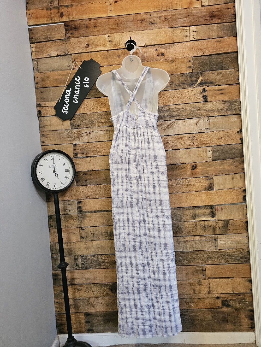 Cynthia Rowley Women's Gray White Tie-Dye High Low Maxi Dress Size Small - Picture 10 of 12